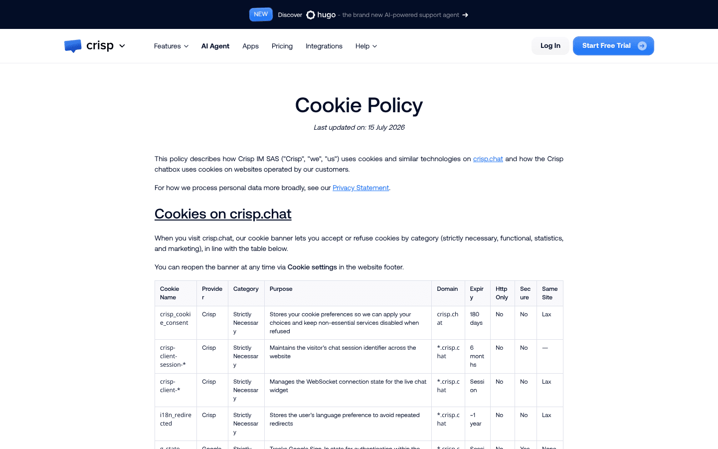 Crisp website screenshot
