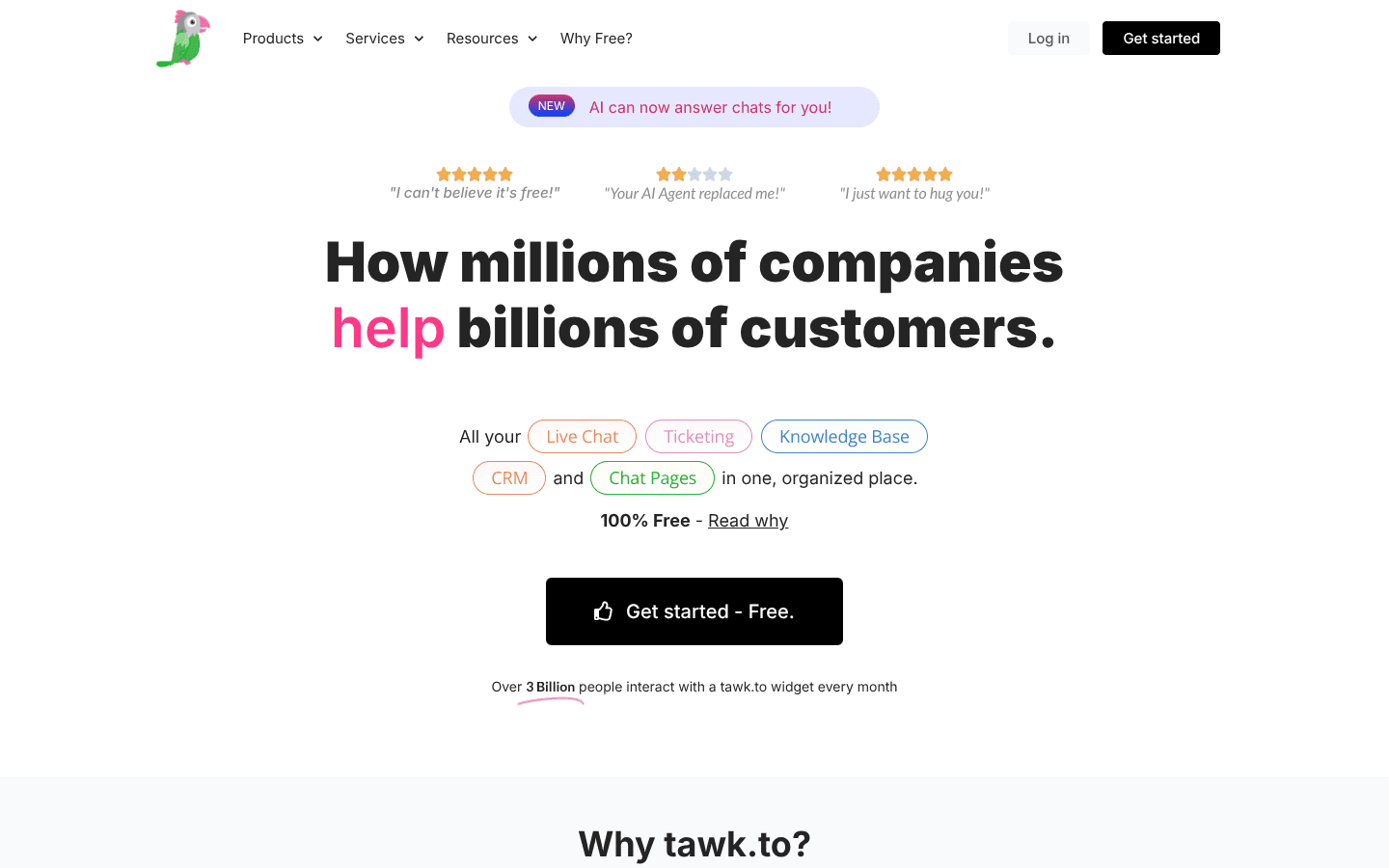 Tawk.to website screenshot